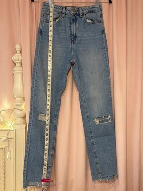 ASOS Light Blue Distressed Straight Leg Jeans